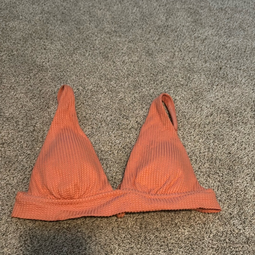 Aerie pink waffle knit bikini top (size small)